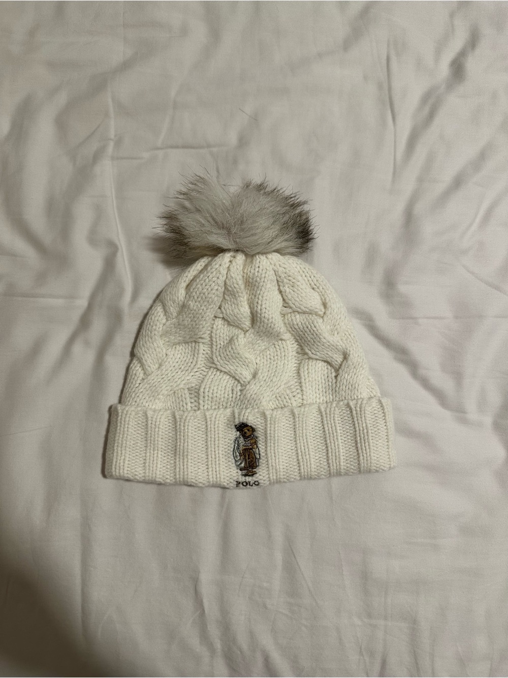 Polo by Ralph Lauren Cream Cable Knit Beanie